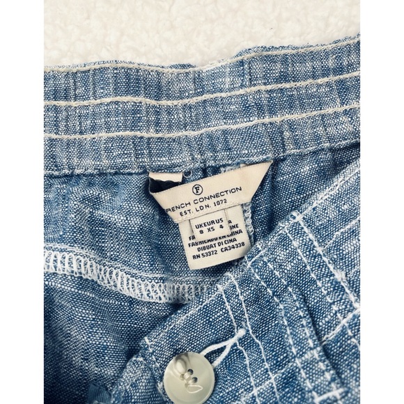 FRENCH CONNECTION • Blue Linen High-Waisted Shorts - Picture 12 of 13